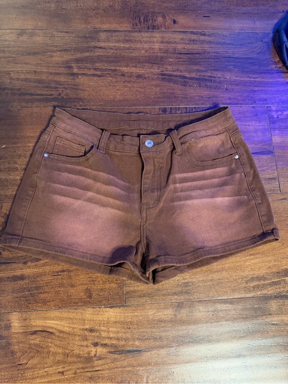 SHEIN Rust Brown High-Rise Denim Shorts